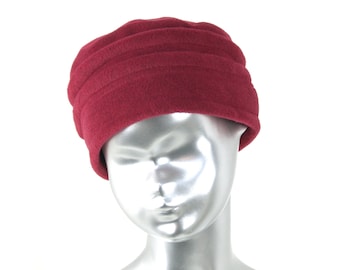 hat, red women's fleece toque. 8 colors available. French made