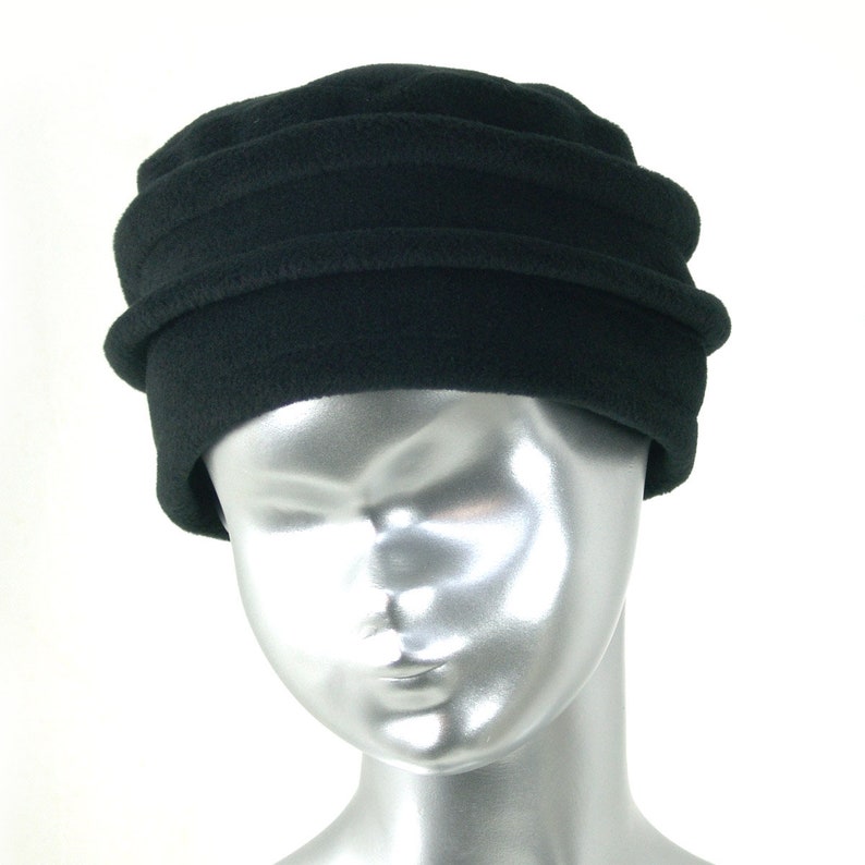 hat, black women's fleece toque. 8 colors available. French made image 10