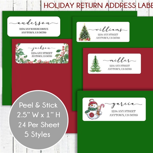 Personalized Christmas Address Labels: Holiday Return Address Stickers