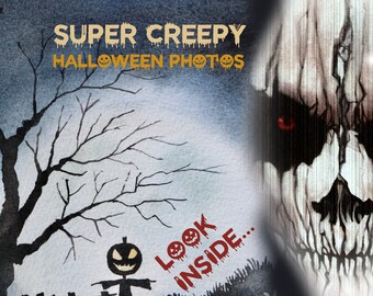Super Creepy Halloween Photos | Set of 8 Creepy Digital Images | Halloween Party Decor | Scene Setters