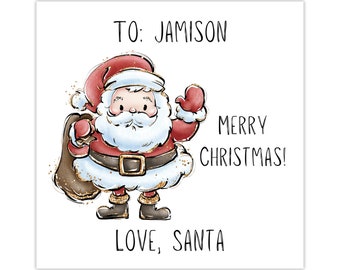 Santa Claus Delivery Gift Tag Stickers | Personalised Labels | Santa Present Tags