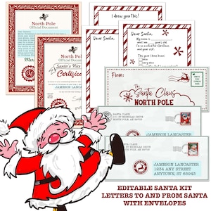 Kit de lettres du Père Noël modifiable | Lettres au Père Noël avec enveloppes