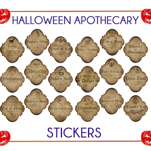 Halloween Apothecary Stickers, Apothecary Labels, Magick Potion Ingredient Labels, Halloween Labels, Witches Brew Stickers, Peel and Stick