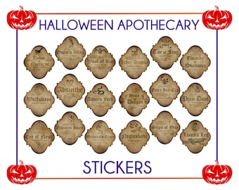 Halloween Apothecary Potion Stickers: Vintage Magic Labels