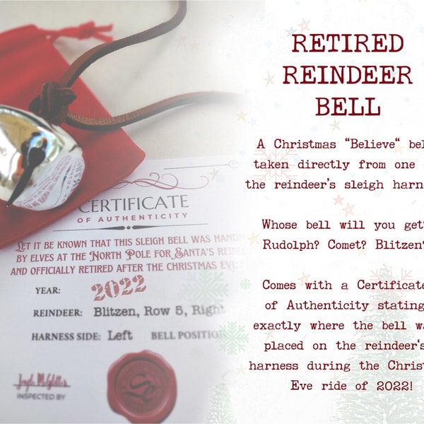 Retired Reindeer Harness Bell with Certificate of Authenticity