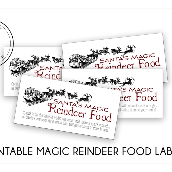 Santa's Magic Reindeer Food Printable Label | Magical Reindeer Food Label