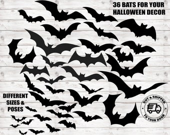 Card Stock Flying Bats | Paper Bats | 36 Count Cut Bats Includes Black Push Pins