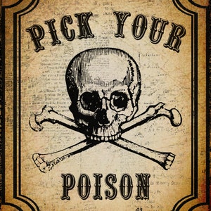 Pick Your Poison Halloween Sign | Halloween Decor | Bar Cocktail Table Decoration