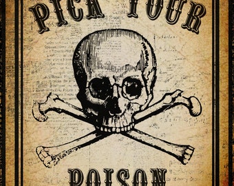 Pick Your Poison Halloween Sign | Halloween Decor | Bar Cocktail Table Decoration
