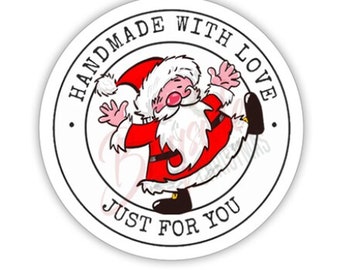 Handmade with Love Small Business Stickers | Christmas Mail Seals