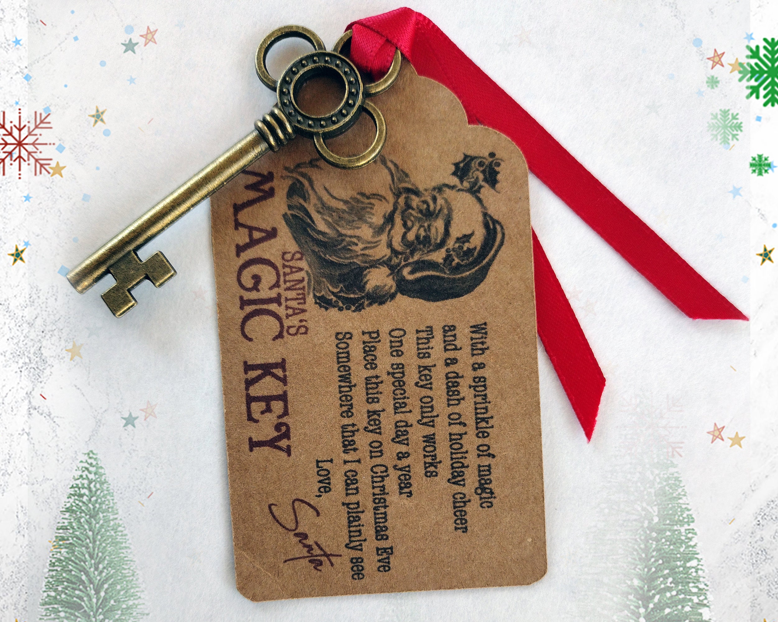 Santa's Magic Key Printable Tag Instant Download 