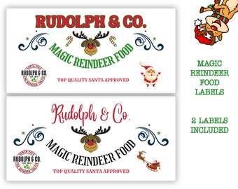 Rudolph & Co Magic Reindeer Food Printable Label | JPEG PDF and PNG Files Included | Set of 2 Labels
