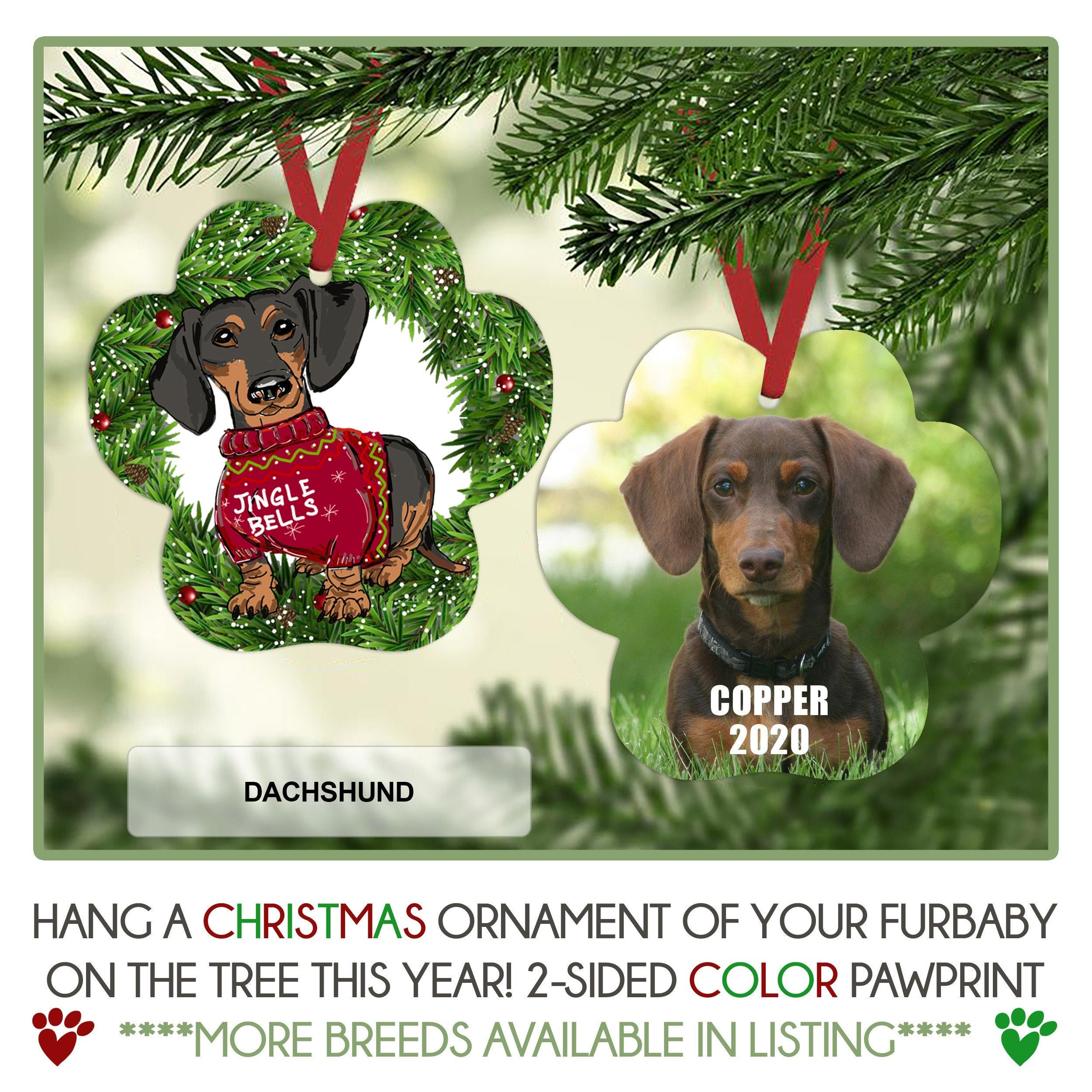 Custom Dog Ornament With Photo Custom Dog Christmas Ornament Etsy
