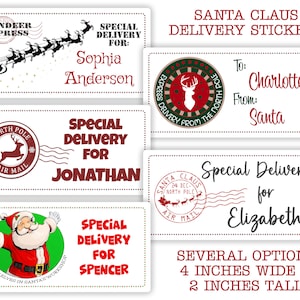 Santa Claus Gift Delivery Tag Stickers | Personalised Christmas Stickers Gift Tag Labels Present Delivery From Santa