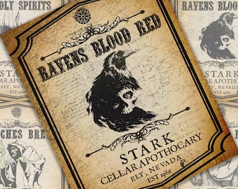 Halloween Wine Bottle Apothecary Labels | Personalized | 12 Different Labels - Choose any 4 | Printed and Shipped to You!