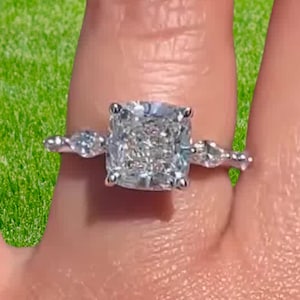 3CT Cushion Cut Solitaire Engagement Ring Cushion Solitaire Wedding Ring Cushion Moissanite Diamond Ring Promise Ring Bridesmaid Gift