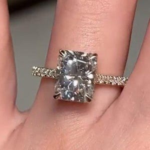 4 CT Radiant Cut Moissanite Engagement Ring, Unique Hidden Halo Radiant Cut Wedding Ring, Anniversary Ring for Her, Gift For Girlfriend