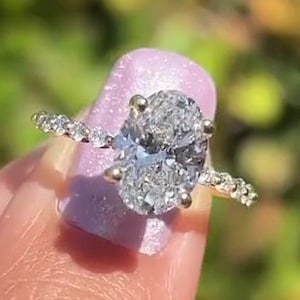 2.50CT Oval Moissanite Engagement Ring Oval Hidden Halo Ring 14k Solid Gold Ring Oval Cut Wedding Ring Oval Solitaire Ring Anniversary Gifts
