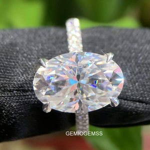3.0 CT Oval Moissanite Engagement Ring Oval Hidden Halo Ring 14k Solid Gold Ring Oval Cut Wedding Ring Oval Solitaire Ring Anniversary Gift