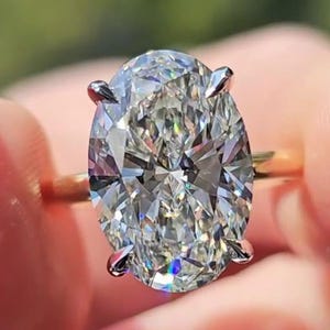 3.5CT Oval Moissanite Engagement Ring 14k Solid Gold Ring Oval Hidden Halo Ring Oval Solitaire Ring Oval Cut Wedding Ring Anniversary Ring