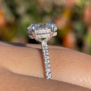 2.5CT Oval Cut Moissanite Solitaire Engagement Ring Travel Ring Double Hidden Halo Wedding Ring Oval Cut Silver Ring Promise Ring For Her