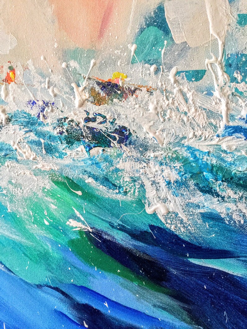 California Seascape Sailboats Original Painting Abstract Art Impasto Oil Canvas 2420 inches Made to order Artist Natalia ArtSistersArt