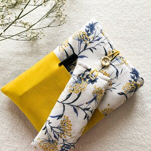 Floral Book Sleeve With Pocket, Padded Book Cover, Flower Book Jacket