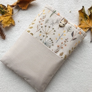 Autumn Herbs Book Sleeve, Book Pouch with Pocket, Kindle Paperwhite Case, Book Jacket with Button Closure, Padded Book Protector, Bookworm