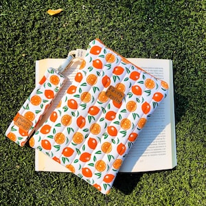 Funda de libro naranja con pulsera a juego, funda de tela para libros, llavero con pulsera, funda para Kindle, funda para Kindle, funda para Kindle, funda para iPad