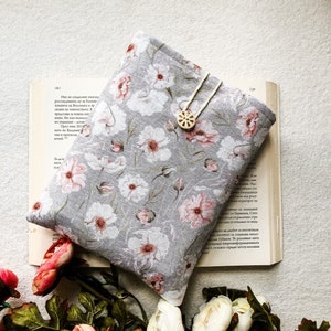 Boekenhoes met bloemen, gewatteerde boekenhouder, gezellig boeketui, Kindle-hoes, Bijbelomslag, Kindle-hoes 2021, boekenhoes, Kindle-omslag, boekomslag