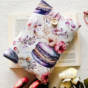 Protège-livre violet fantaisie, porte-livre en tissu, pochette rose, étui Kindle, pochette Kindle, jaquette livre, couverture Kindle, accessoires Kindle