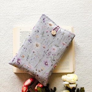 Protège-livre fleuri, pochette rembourrée, couverture de livre en tissu, protège-livre, étui Kindle, cadeau rat de bibliothèque, pochette pour Kindle, jaquette, couverture pour Kindle