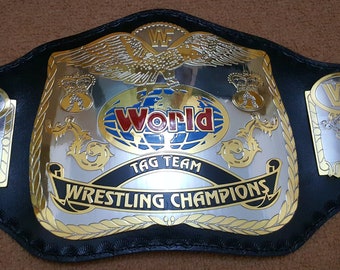 Tag Team Championship Belts 2 Legend Model Adult wwf Metal Plates wwe wcw SALE 