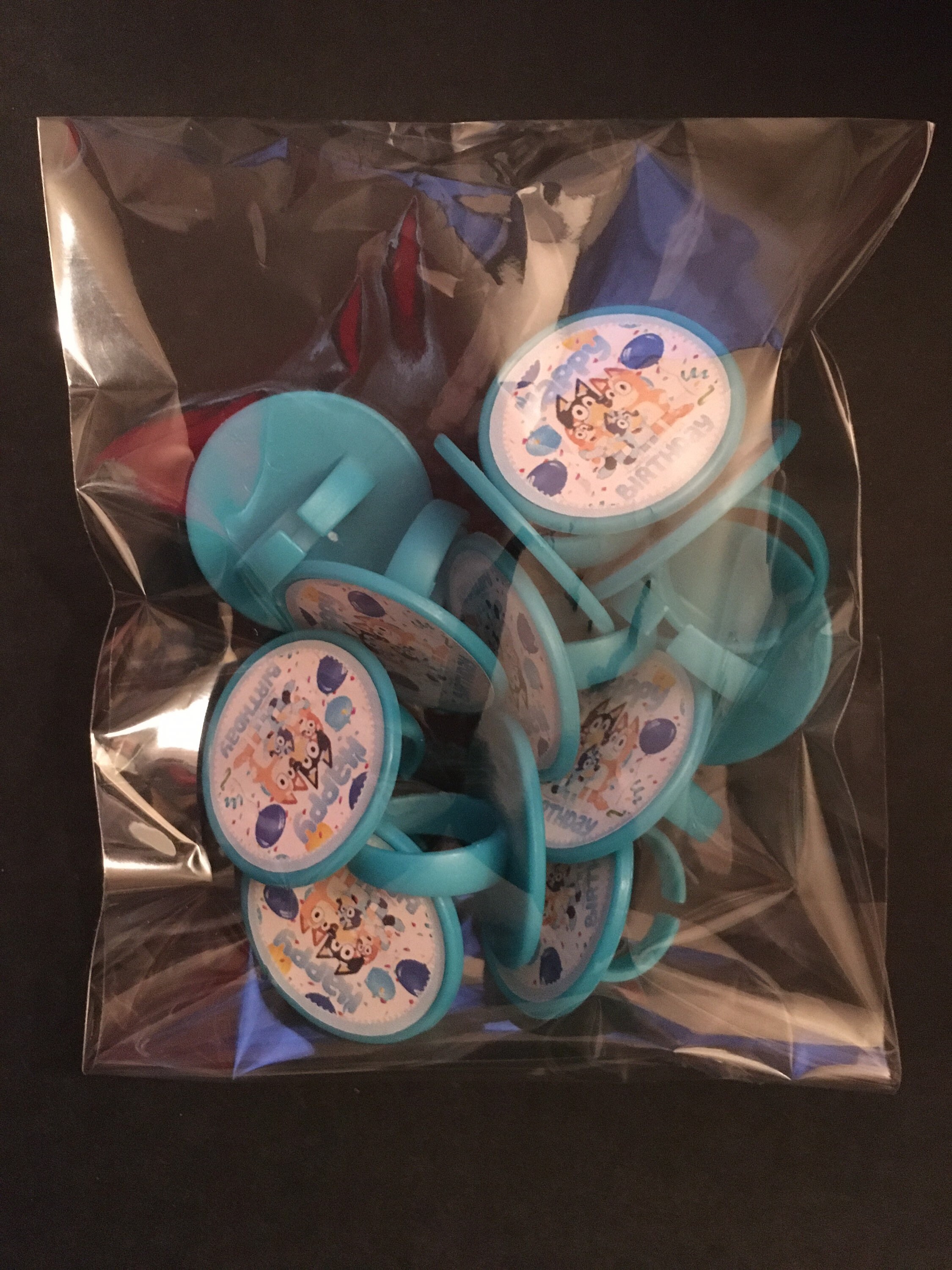 Bluey cupcake topper rings 12 topper rings. Plastic rings Etsy