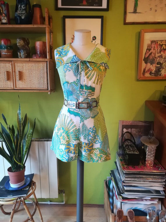 1960s psychedelic summer romper jumpsuit