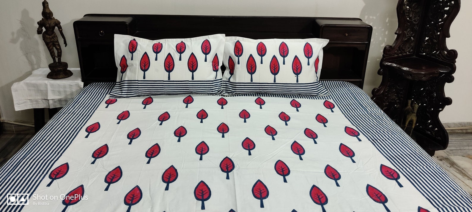 Blockprint bedsheet Handprint bedspread colourful bedlinen Etsy