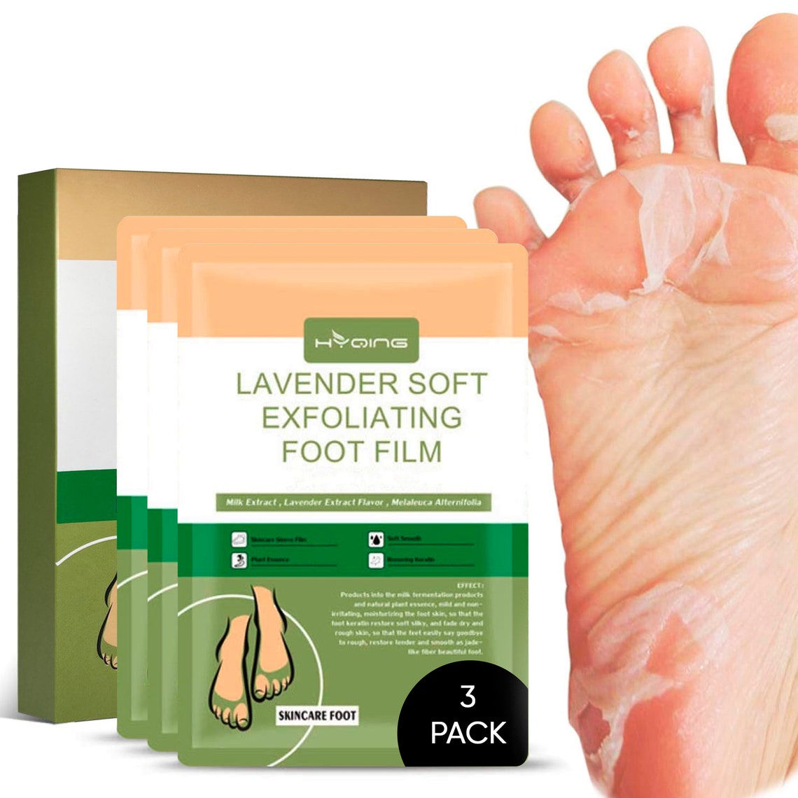 Foot Peel Mask 3 Pack For Cracked Heels Exfoliating Film Etsy