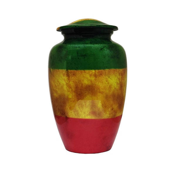 AMPLE CREMATION URNS® African Flag Cremation Urn for Human Ashes- Funeral Urn Handcrafted Urn for Adult ashes handmade.