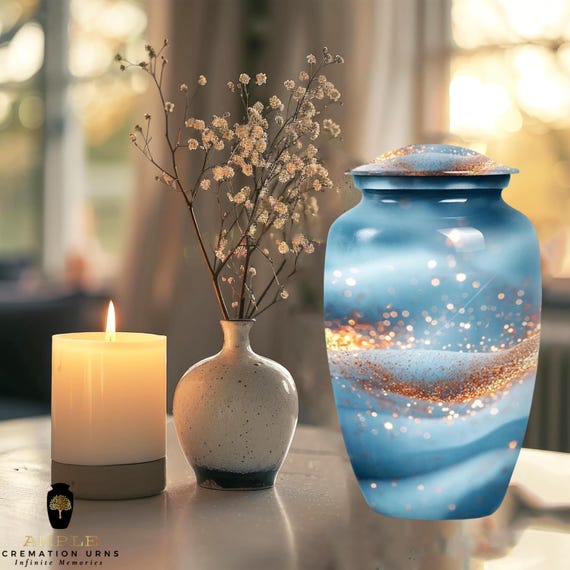 Ample Cremation Urns Aluminium Cremation Vessel with Elegant Handcrafted Design for Honoring Loved Ones’ Final Resting Place