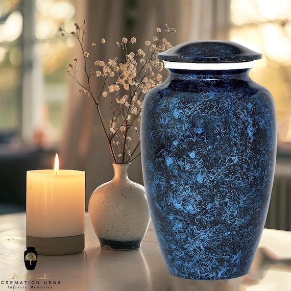 Meena-Coated Aluminum Cremation Urn – Large (220 Cu), Keepsake