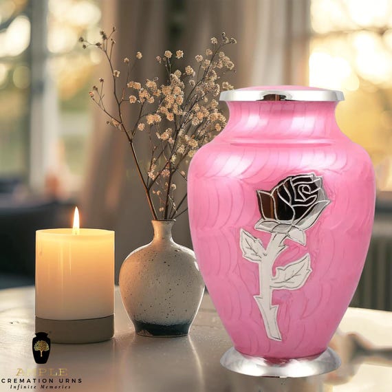 Handcrafted Meena-Coated Cremation Urn – Aluminum Memorial Vessel