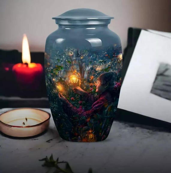 Handcrafted Aluminum Cremation Urn – Meena Coating, Large & Keepsake Options