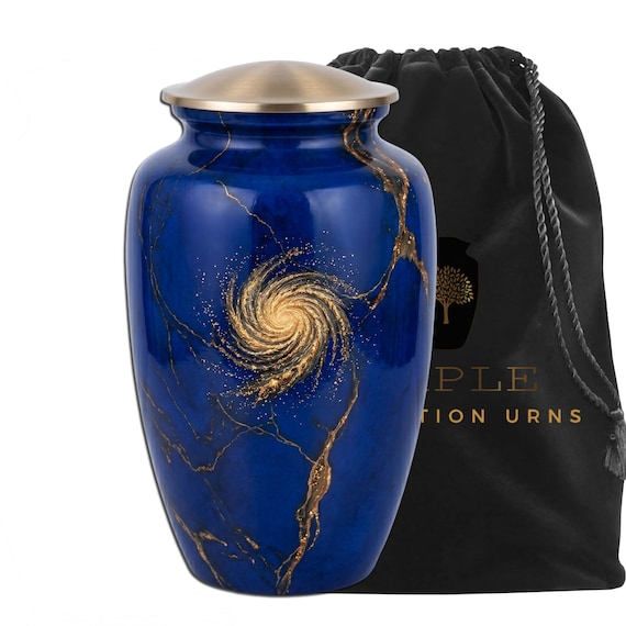Blue Galaxy Cremation Urn Memorial Keepsake Handmade Funeral Decor Adult Ashes Urn