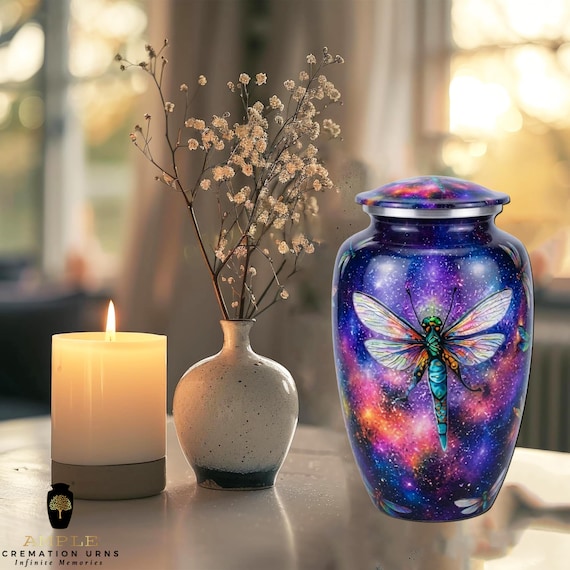 Lakeside Autumn Cremation Urn for Human Ashes - Fall Foliage Landscape Memorial - Large Adult Funeral Urn & Keepsake - Seasonal Nature Rest