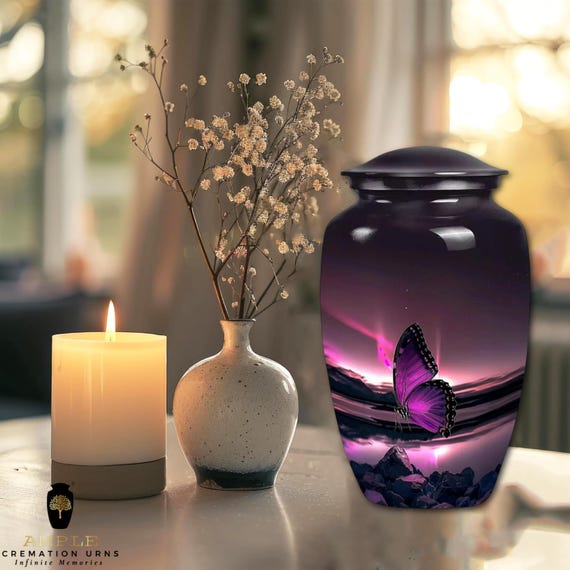 Meena Coated Cremation Urn: Handcrafted Aluminum Memorial Vessel