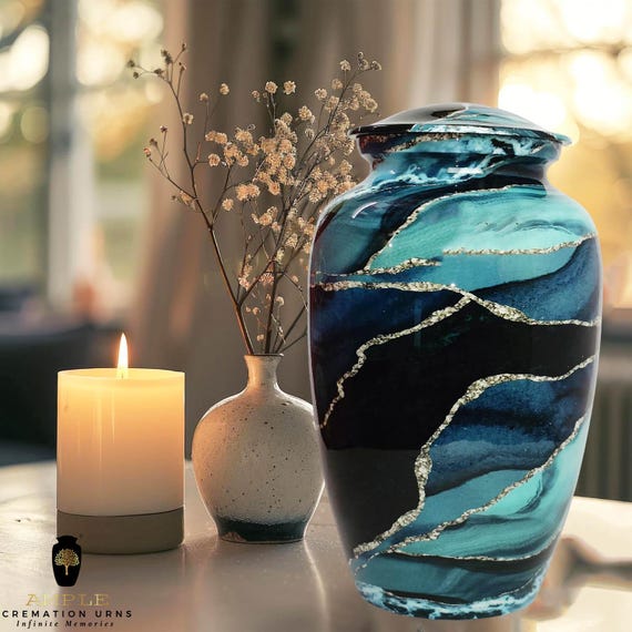 Artisan Meena Coated Cremation Urn – Elegant Memorial Keepsake, Adult Size