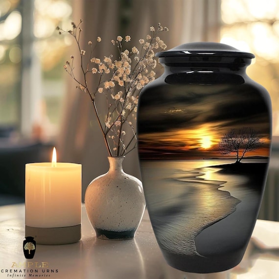 Meena-Coated Cremation Urn – Handcrafted Aluminum Memorial Vessel