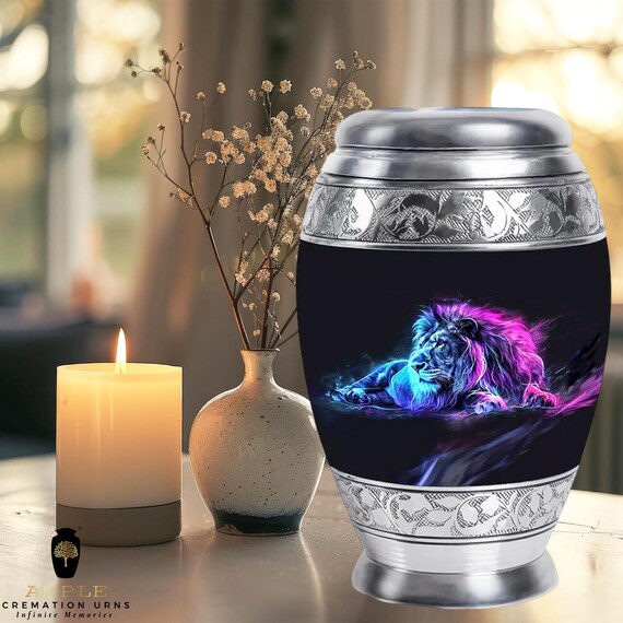 Meena Coated Aluminum Cremation Urn with Handcrafted Design