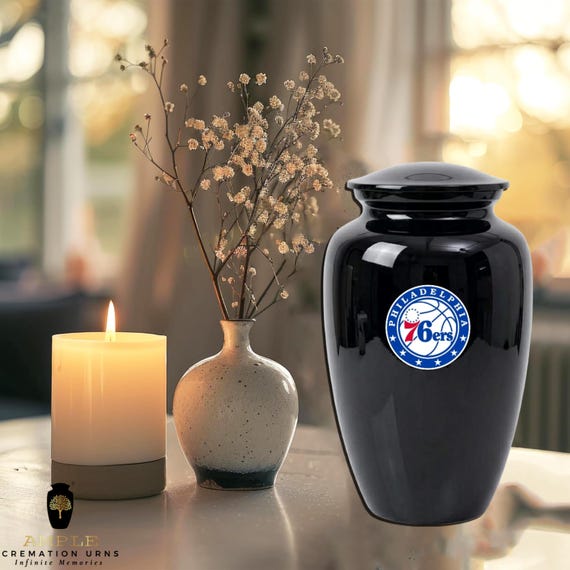 Philadelphia Basketball Cremation for Human Ashes - Midnight Sports Fan Tribute Funeral Urn & Keepsake - Professional Spirit Eternal Rest