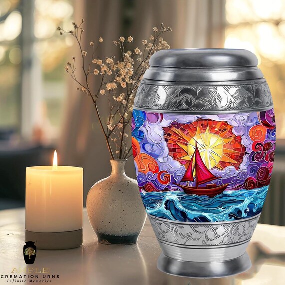 Meena Coated Aluminum Cremation Urn - Large & Keepsake Sizes